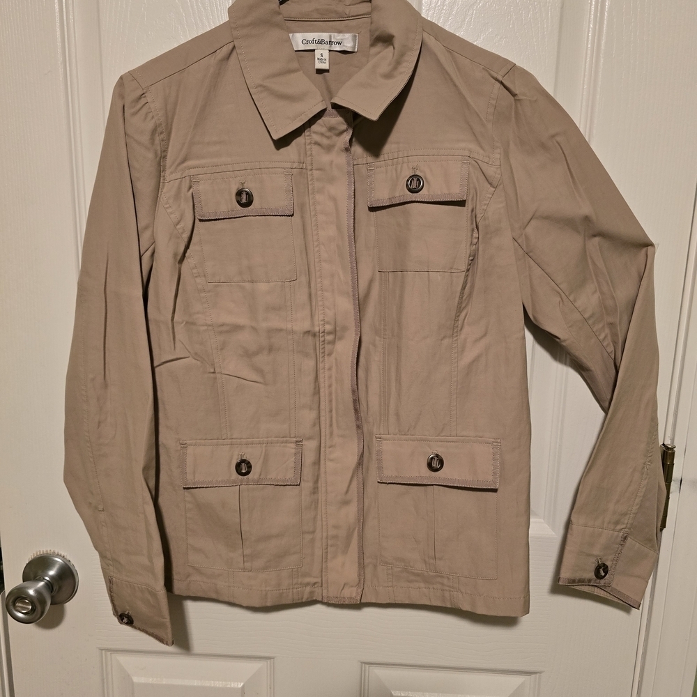 Croft & Barrow Khaki Lightweight Spring Summer Zip Utility Jacket